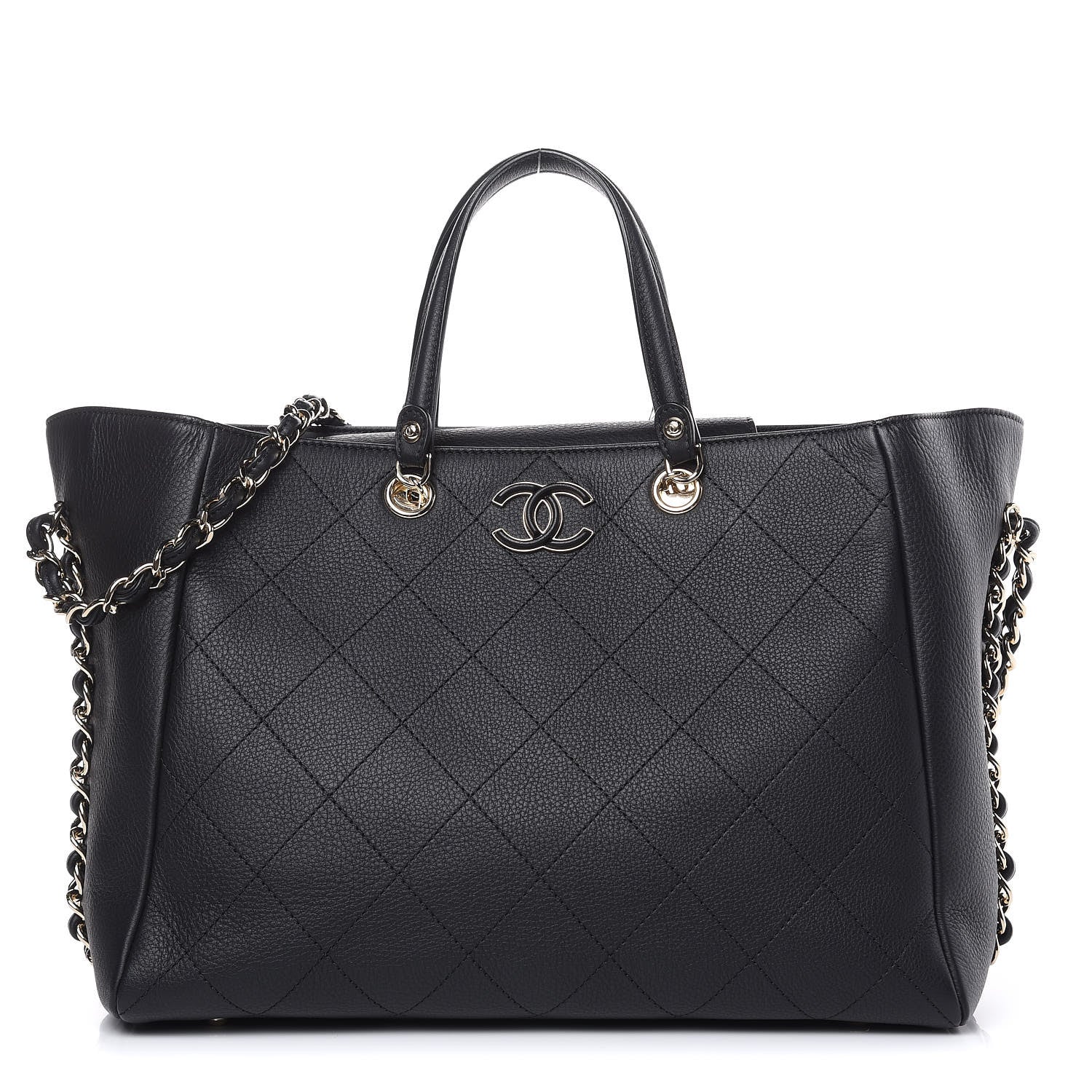 Chanel Bullskin Stitched Medium Shopping Bag Black 1 of 12