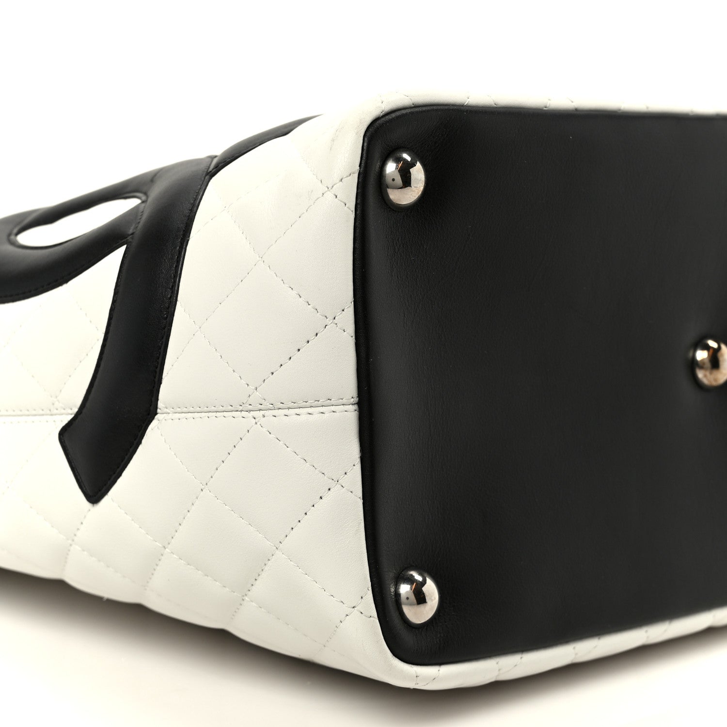Chanel Calfskin Quilted Large Cambon Tote White Black 9 of 10