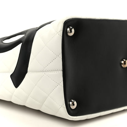 Chanel Calfskin Quilted Large Cambon Tote White Black 9 of 10