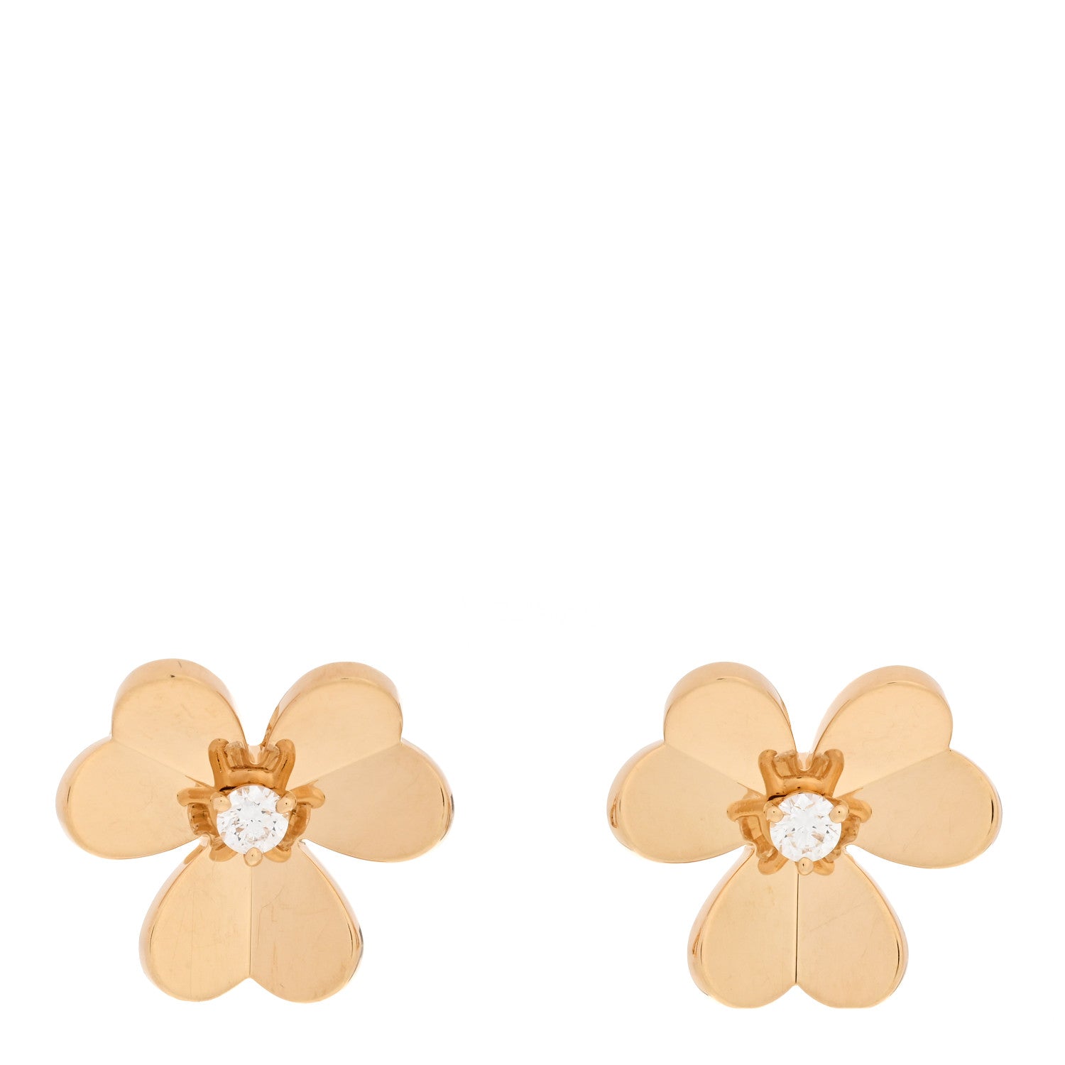 Van Cleef & Arpels 18K Yellow Gold Diamond Small Frivole Earrings 1 of 6