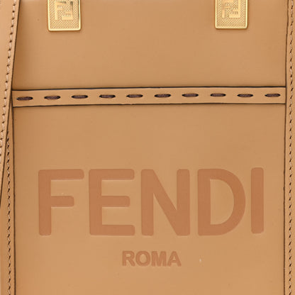 Fendi Vitello King Plexiglass Logo Embossed Mini Fendi Sunshine Shopper Tote Miele Scuro 8 of 13