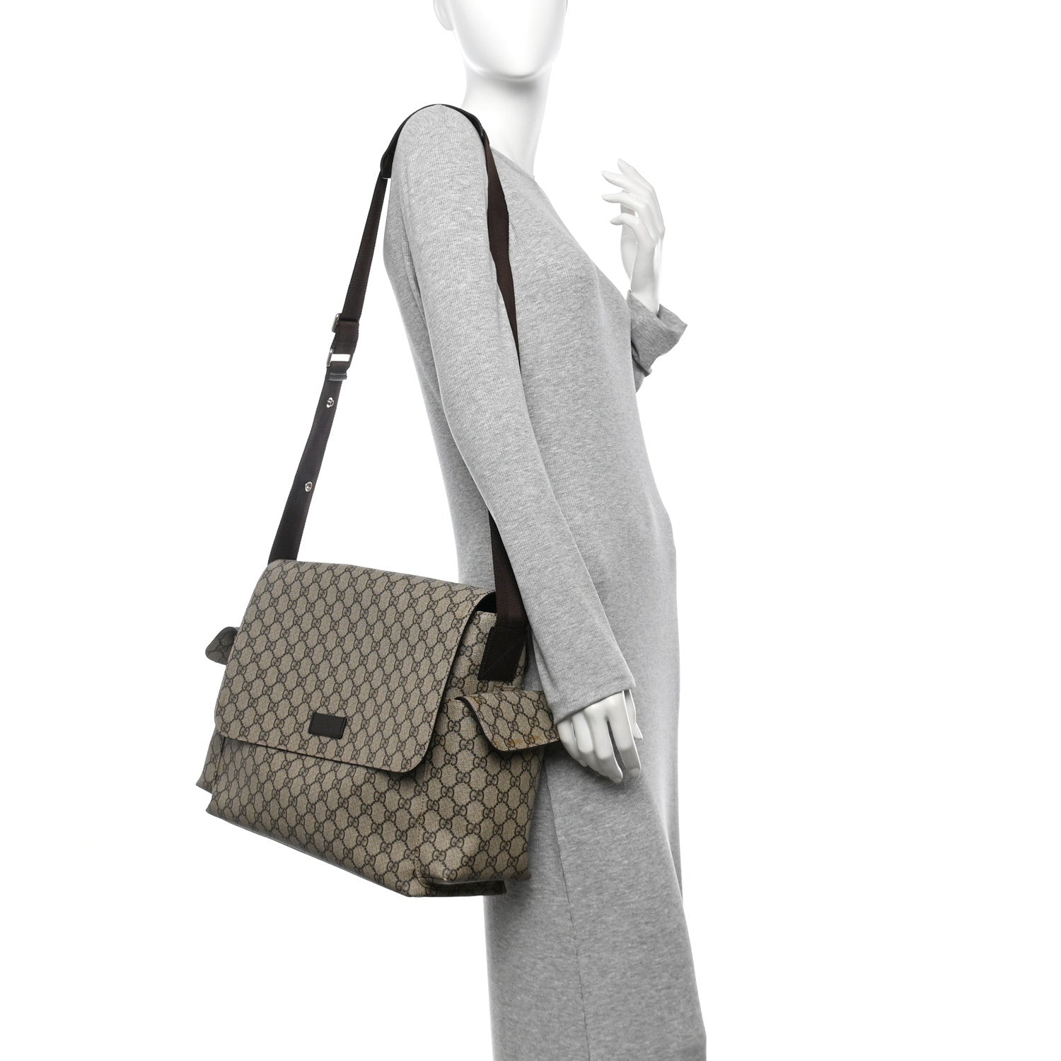 Gucci GG Plus Monogram Messenger Diaper Bag Dark Brown 2 of 11