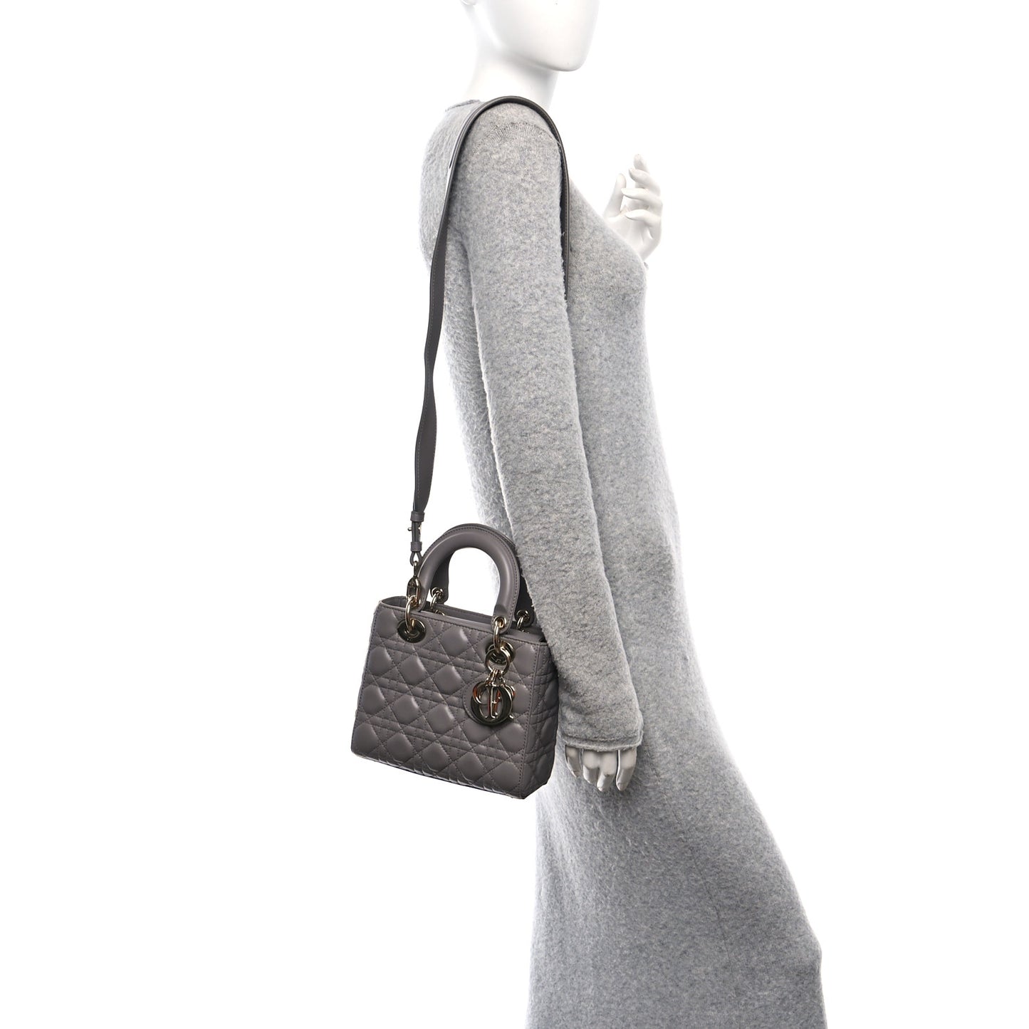 Lambskin Cannage Small Lucky Badges My Lady Dior Grey