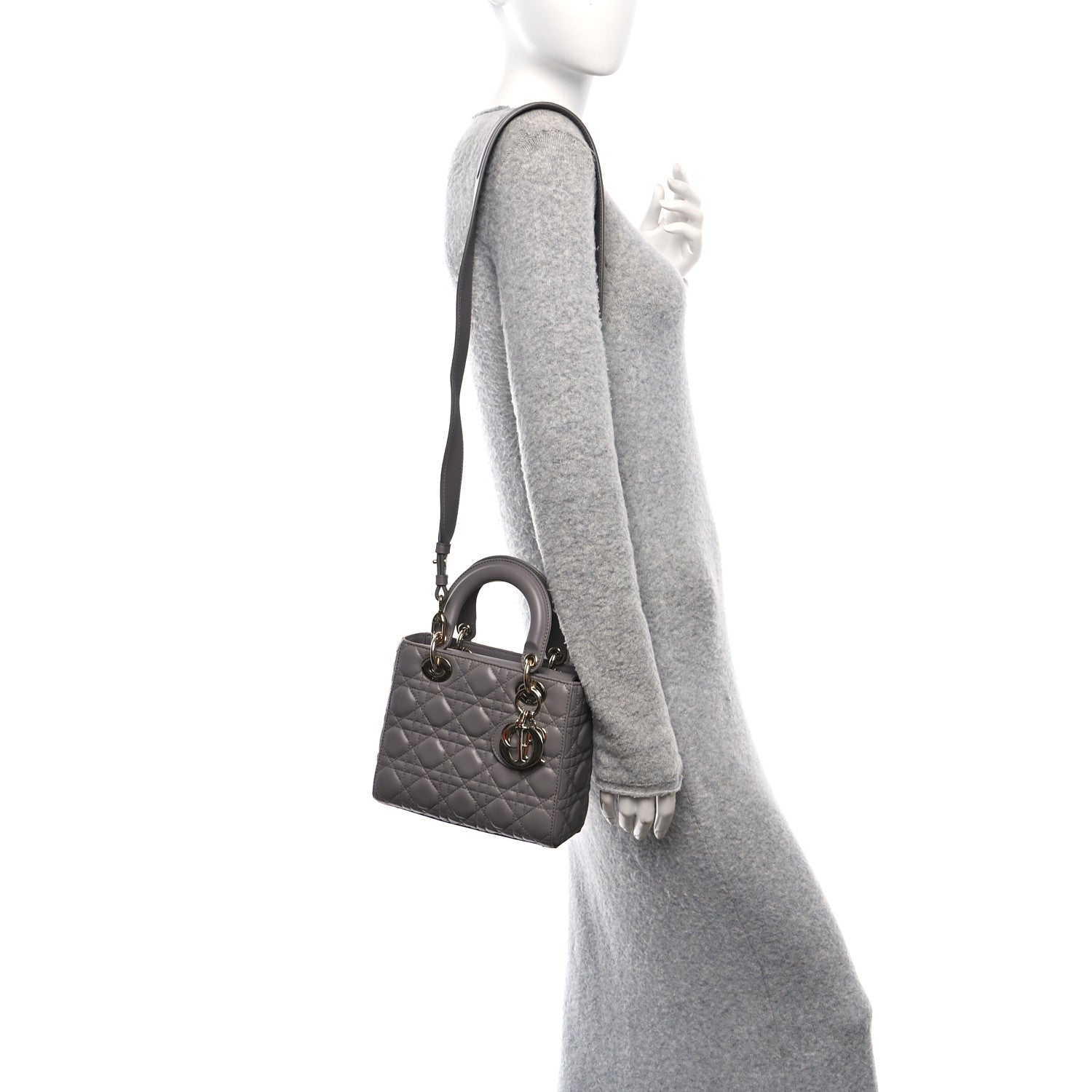 Christian Dior Lambskin Cannage Small Lucky Badges My Lady Dior Grey 2 of 11