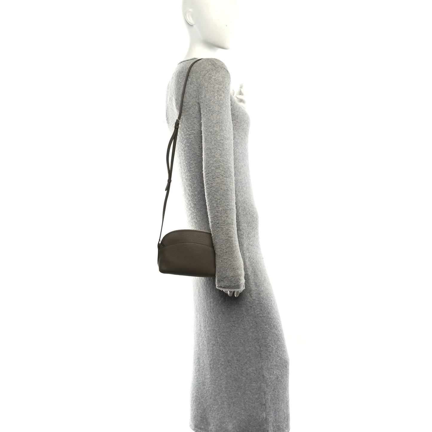 Grained Calfskin Annie E/W Crossbody Bag Smoked Taupe