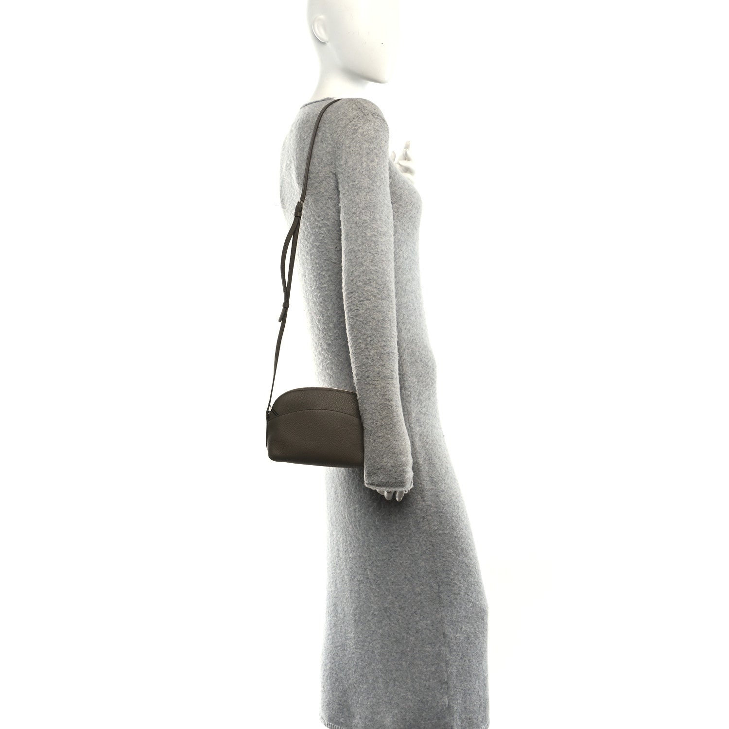 The Row Grained Calfskin Annie E/W Crossbody Bag Smoked Taupe 2 of 10