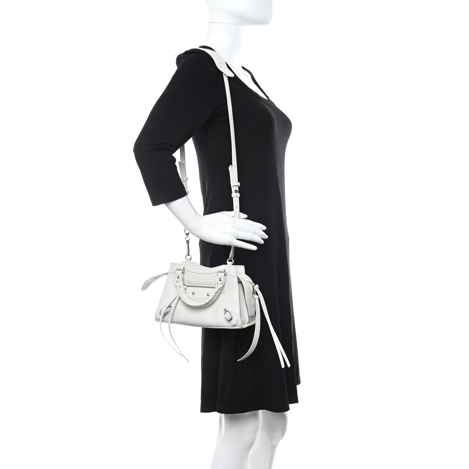 Balenciaga Grained Calfskin Neo Classic Silver Hardware Mini City White 2 of 11