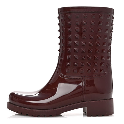 Valentino Garavani Rubber Rockstud Short Rainboots 40 Rubin 1 of 9
