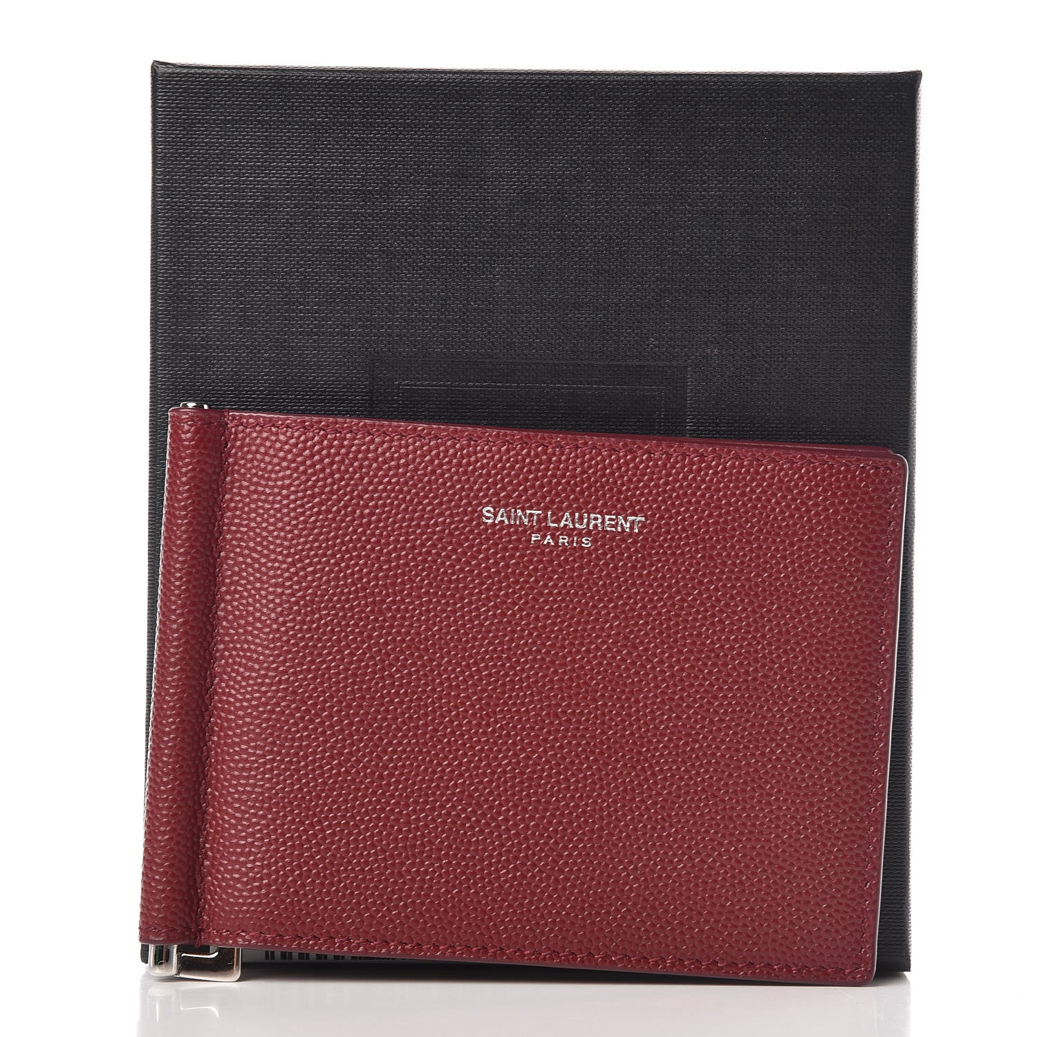 Saint Laurent Grain De Poudre Bill Clip Card Case Palissandre 9 of 9