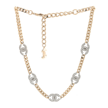 Chanel Crystal Chain CC Link Choker Gold Silver 3 of 5