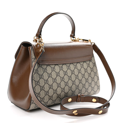 Gucci GG Supreme Monogram Calfskin Medium Horsebit 1955 Top Handle Bag Beige Ebony Brown Sugar 3 of 10