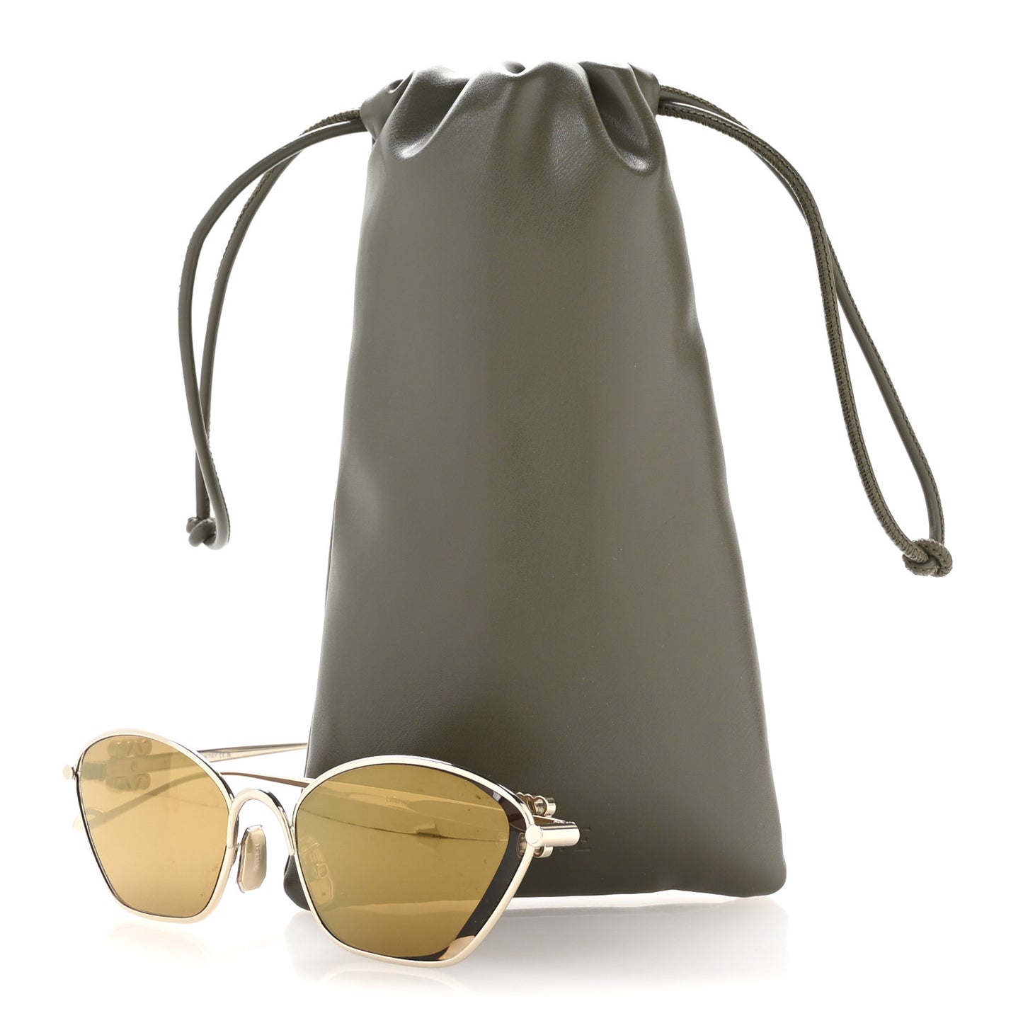 Metal Cat Eye Sunglasses LW40115U Gold Green