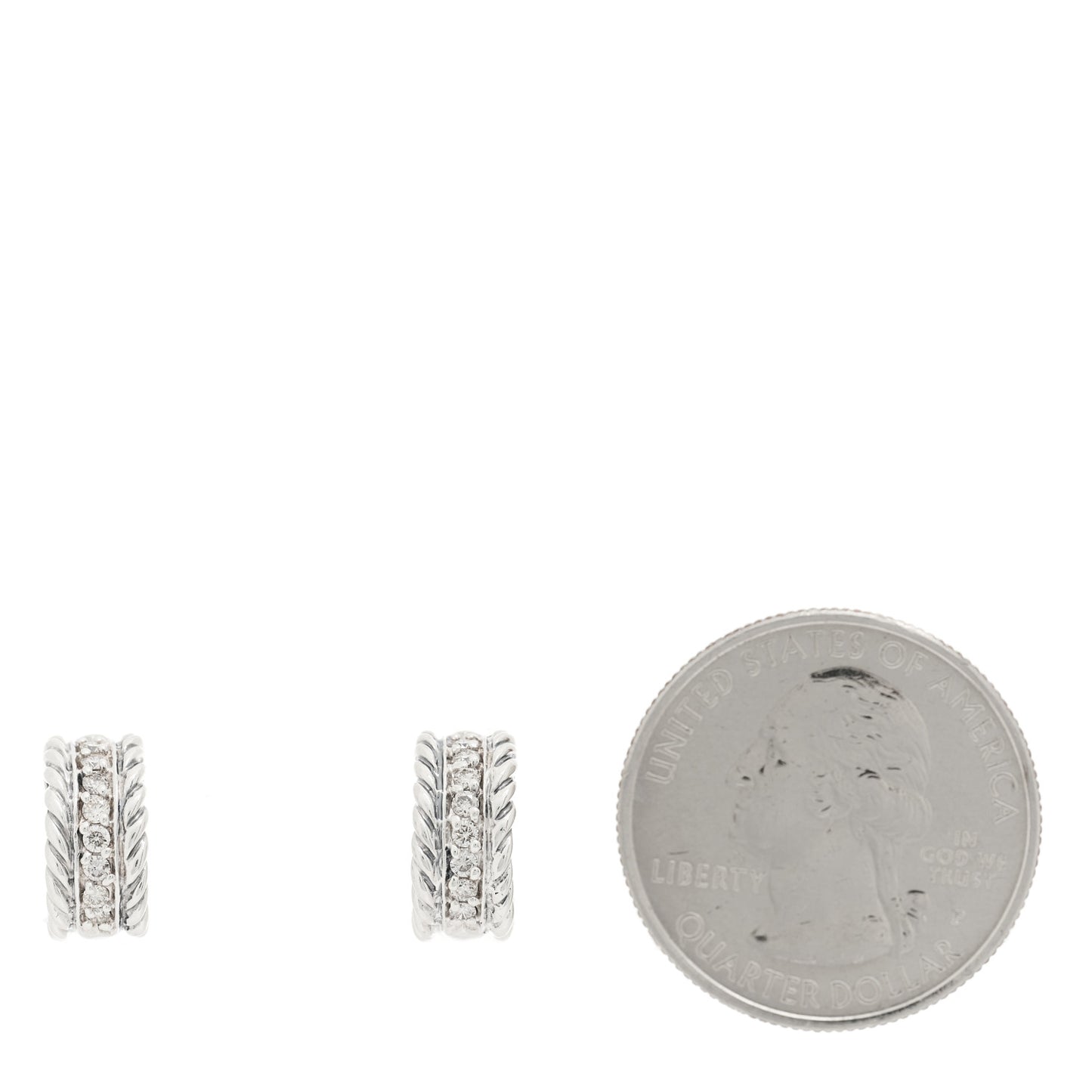 Sterling Silver Diamond 12mm Cable Hoop Earrings