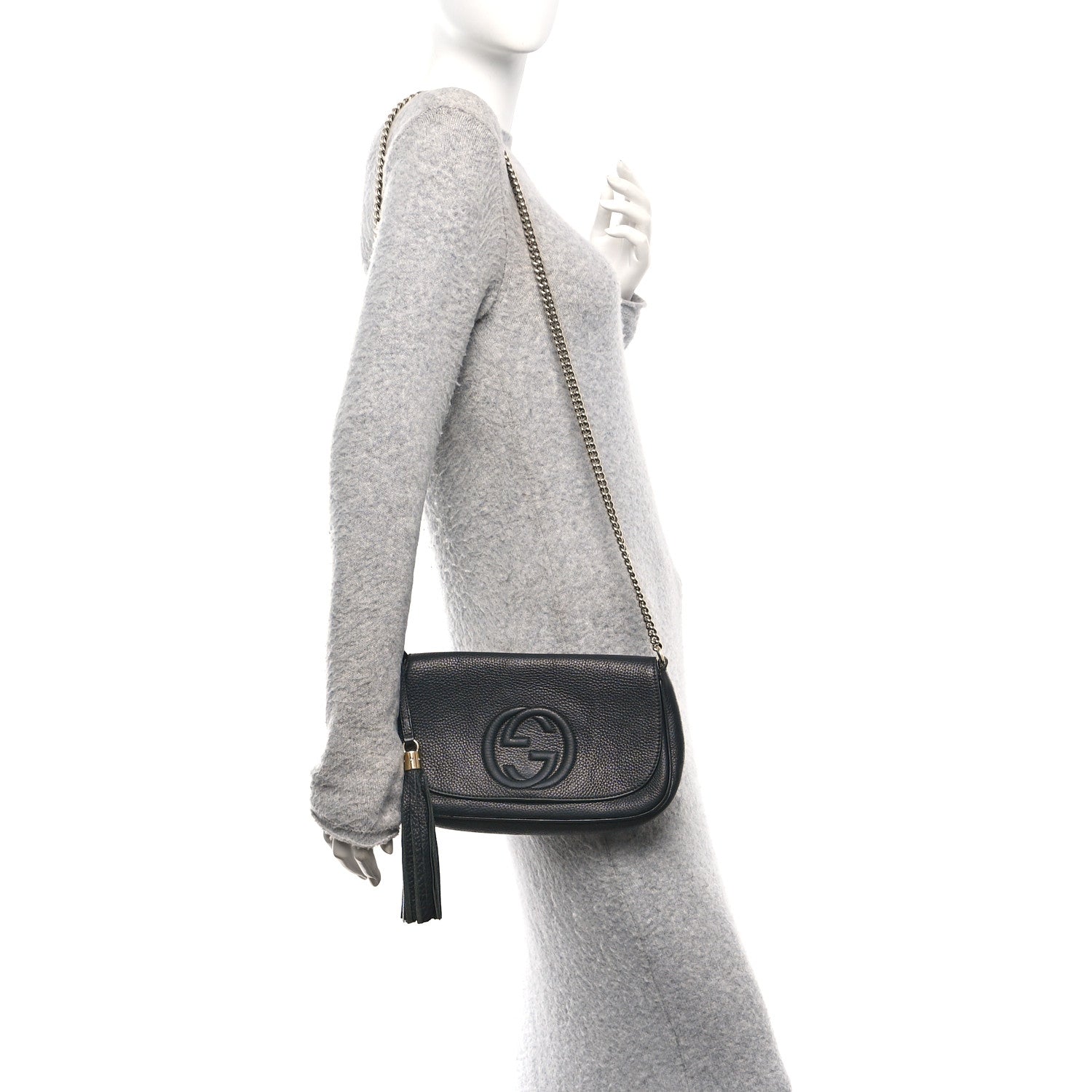 Gucci Pebbled Calfskin Medium Soho Flap Crossbody Black 3 of 27