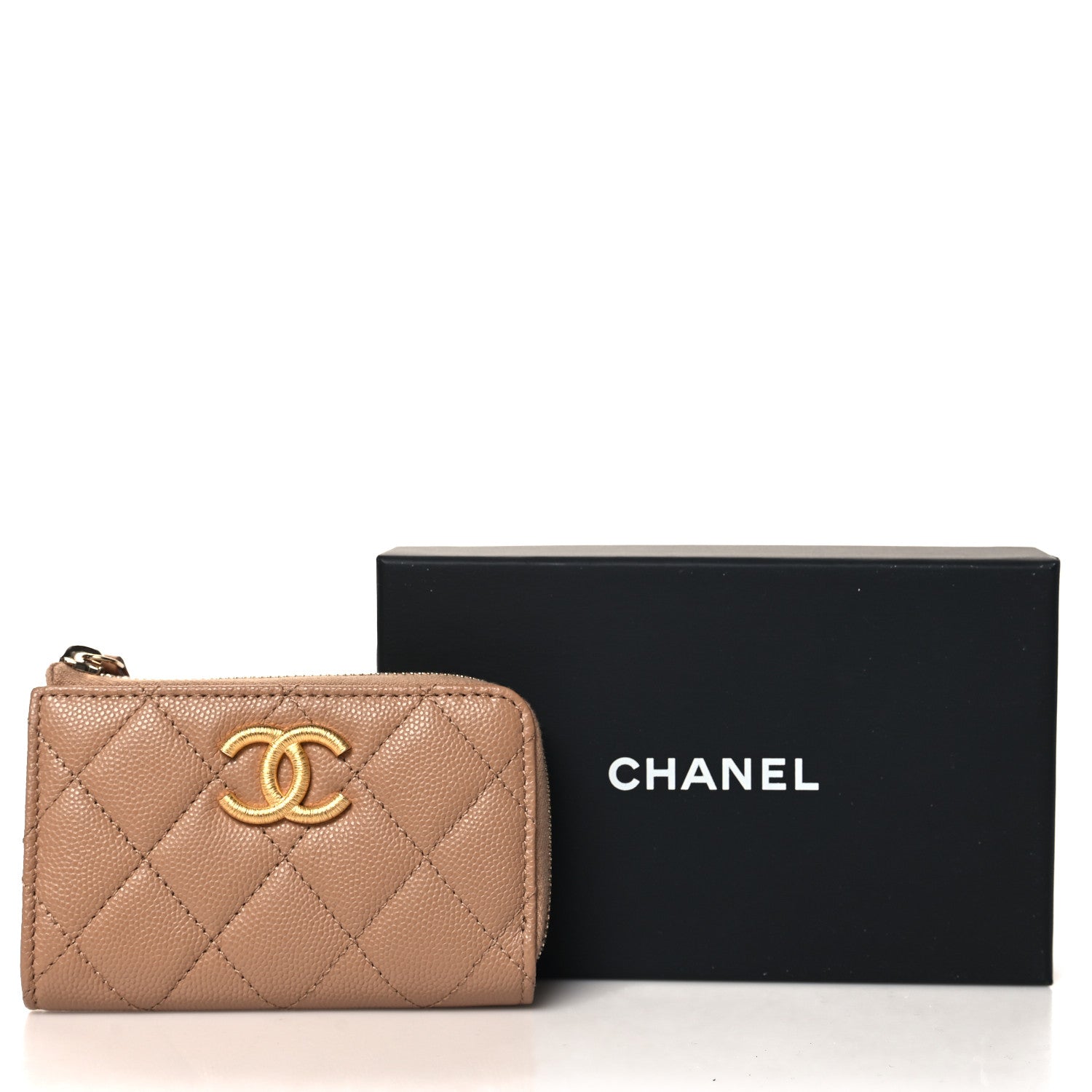 Chanel Caviar Quilted Zipped Key Holder Case Dark Beige 8 of 8