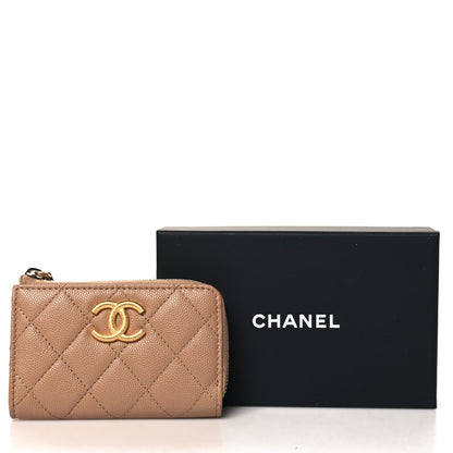 Chanel Caviar Quilted Zipped Key Holder Case Dark Beige 8 of 8