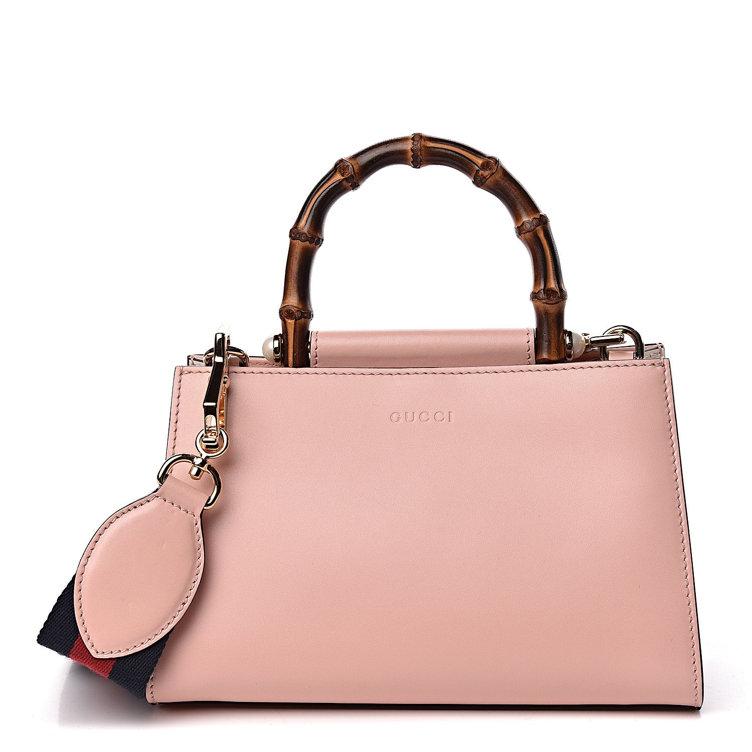 Gucci Nappa Bamboo Web Mini Nymphaea Top Handle Bag Perfect Pink Mystic White 1 of 16