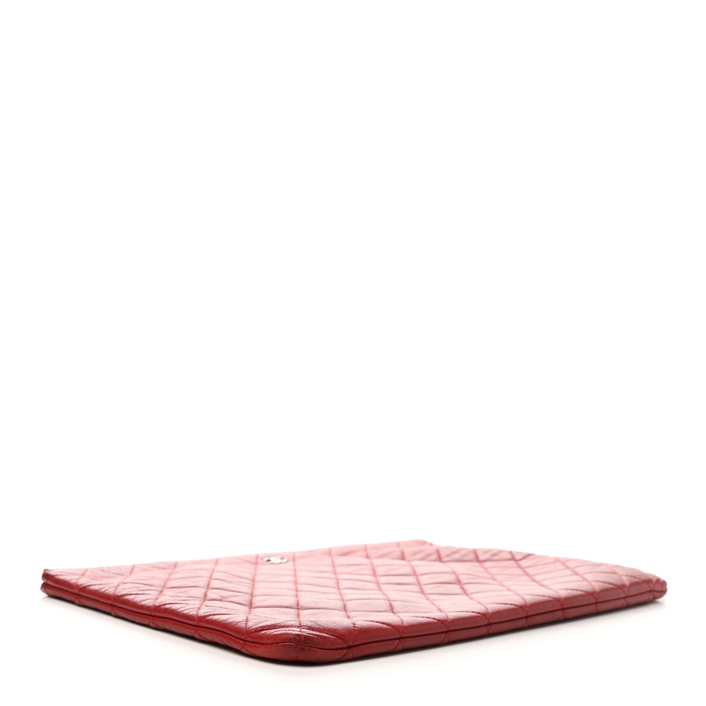 Lambskin Quilted Large Cosmetic Case Red