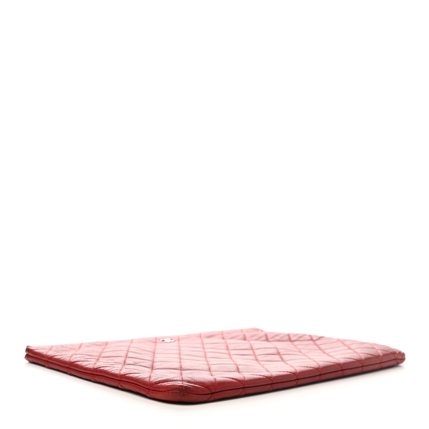 Chanel Lambskin Quilted Large Cosmetic Case Red 4 of 12