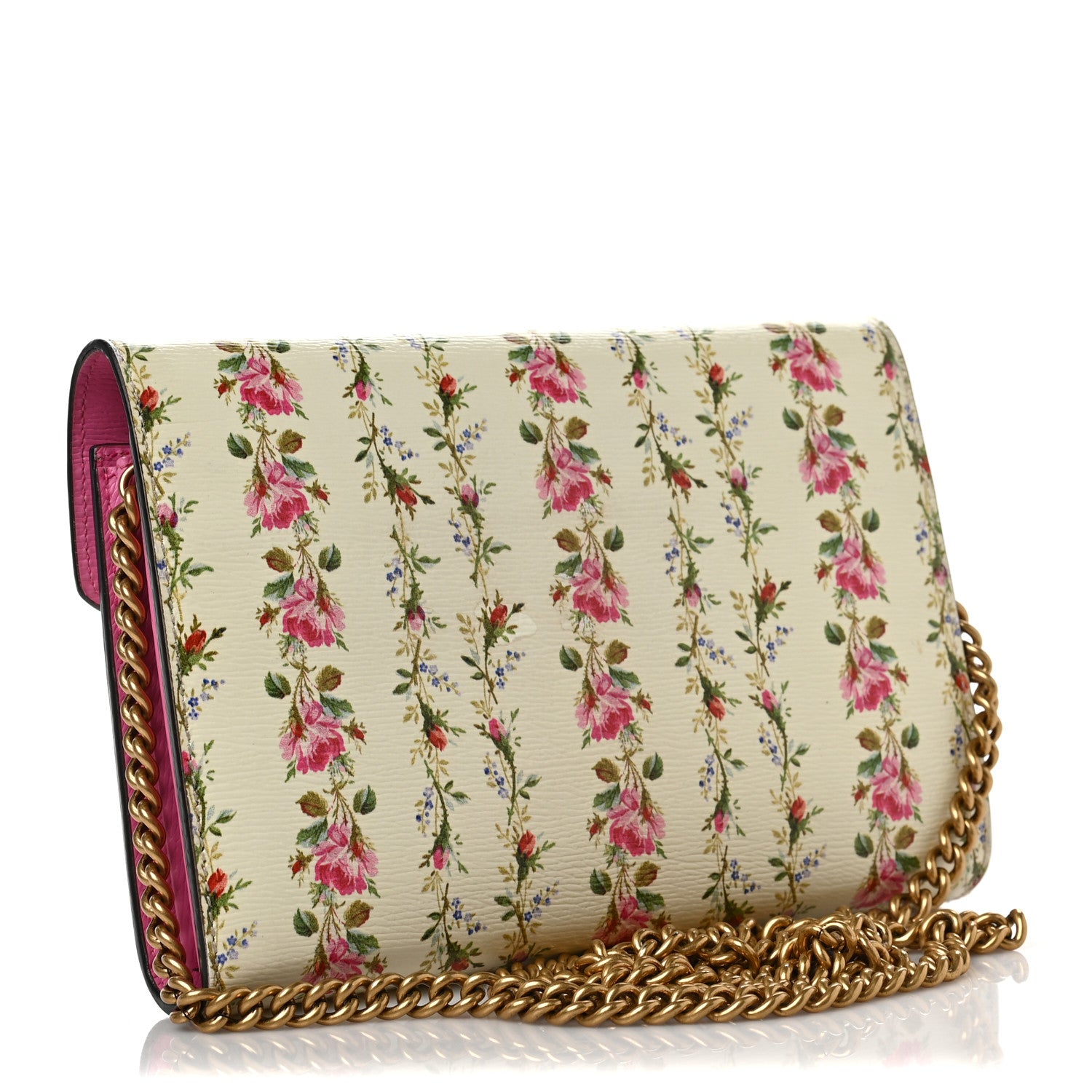 Gucci Calfskin Floral Print Mini Dionysus Chain Wallet Ivory Pink 3 of 6
