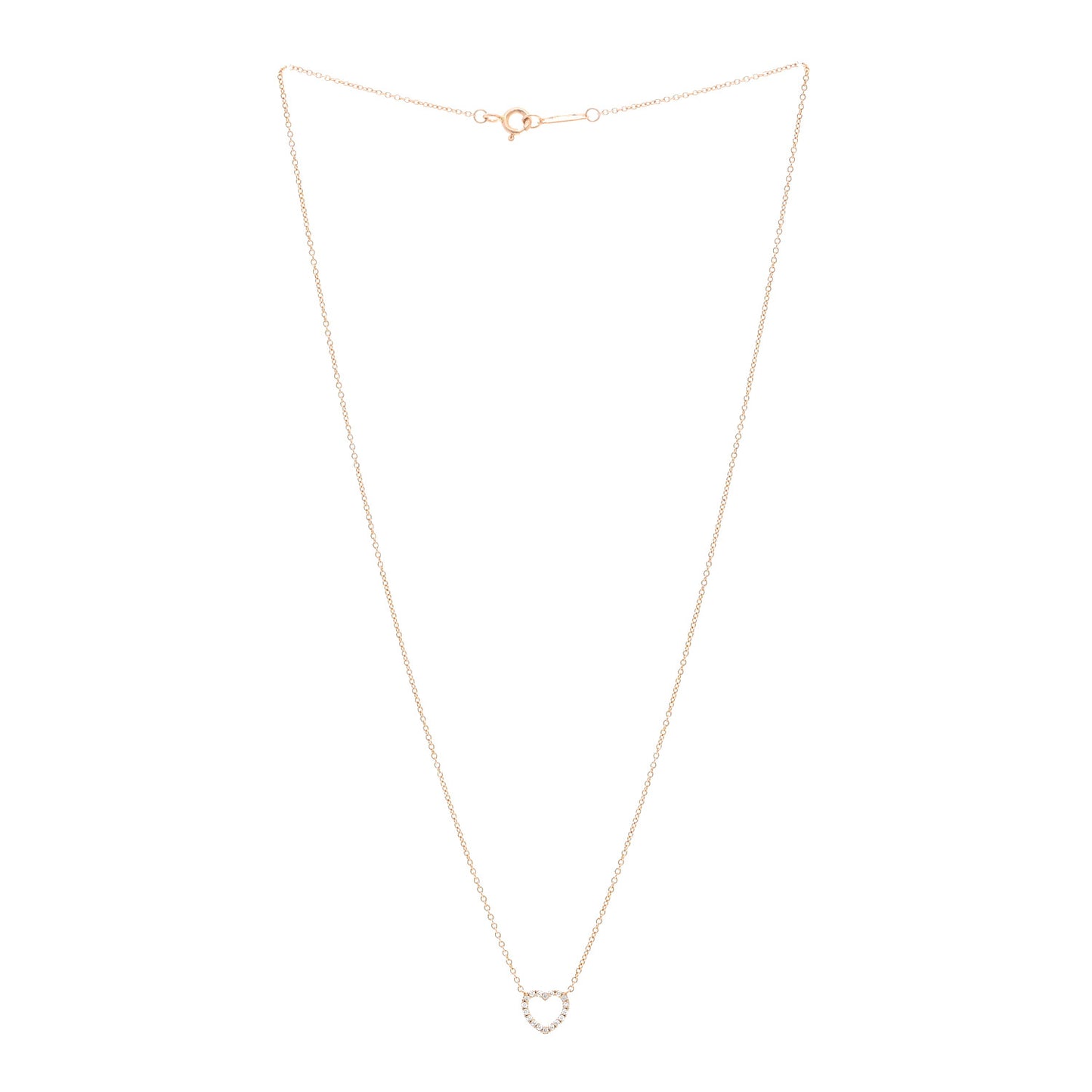 18K Rose Gold Diamond Metro Heart Pendant Necklace