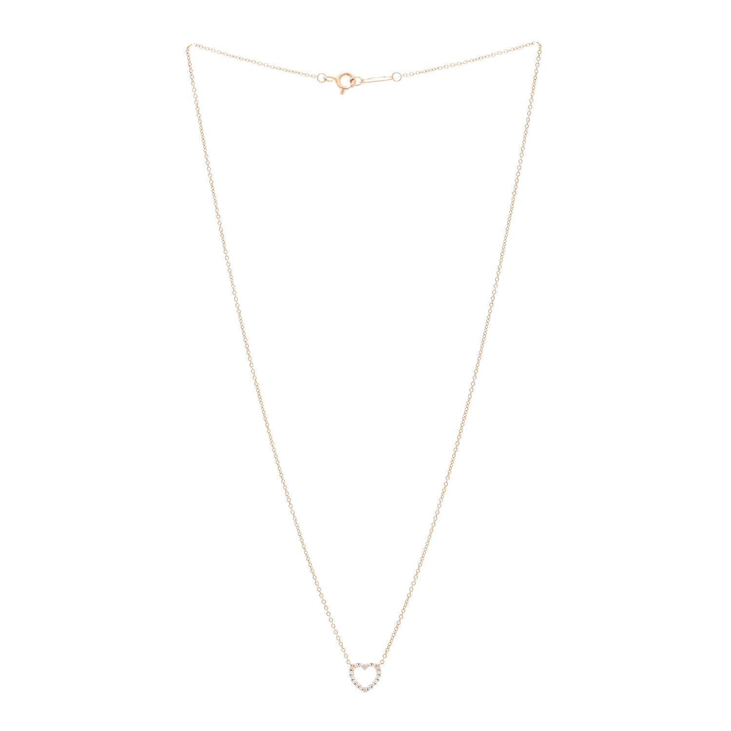 Tiffany 18K Rose Gold Diamond Metro Heart Pendant Necklace 3 of 4