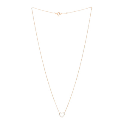 Tiffany 18K Rose Gold Diamond Metro Heart Pendant Necklace 3 of 4