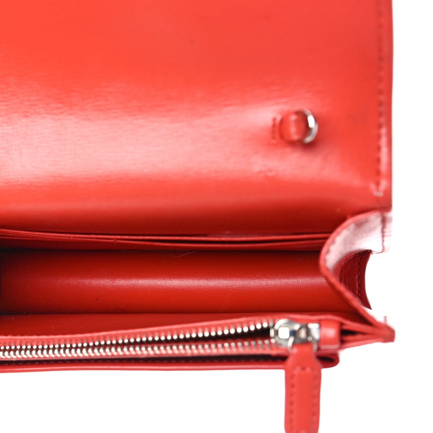 Calfskin Monogram Sunset Chain Wallet Rosso