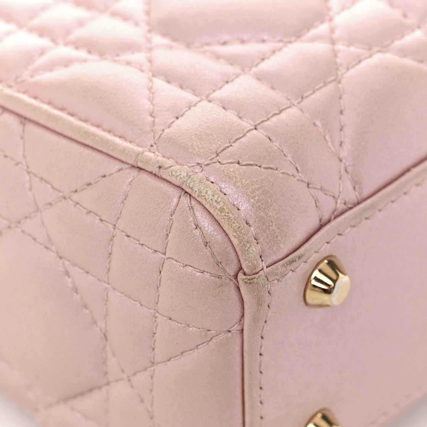 Metallic Lambskin Cannage Mini Lady Dior Lotus
