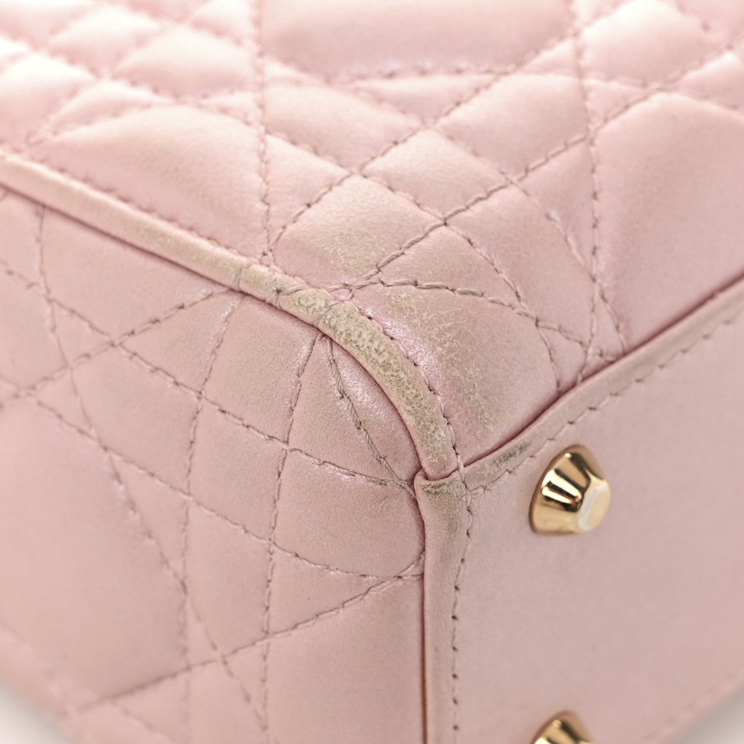 Christian Dior Metallic Lambskin Cannage Mini Lady Dior Lotus 11 of 14