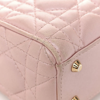 Christian Dior Metallic Lambskin Cannage Mini Lady Dior Lotus 11 of 14