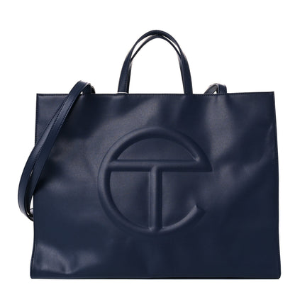 Telfar Vegan Leather Large Shopping Bag Navy 1 of 9
