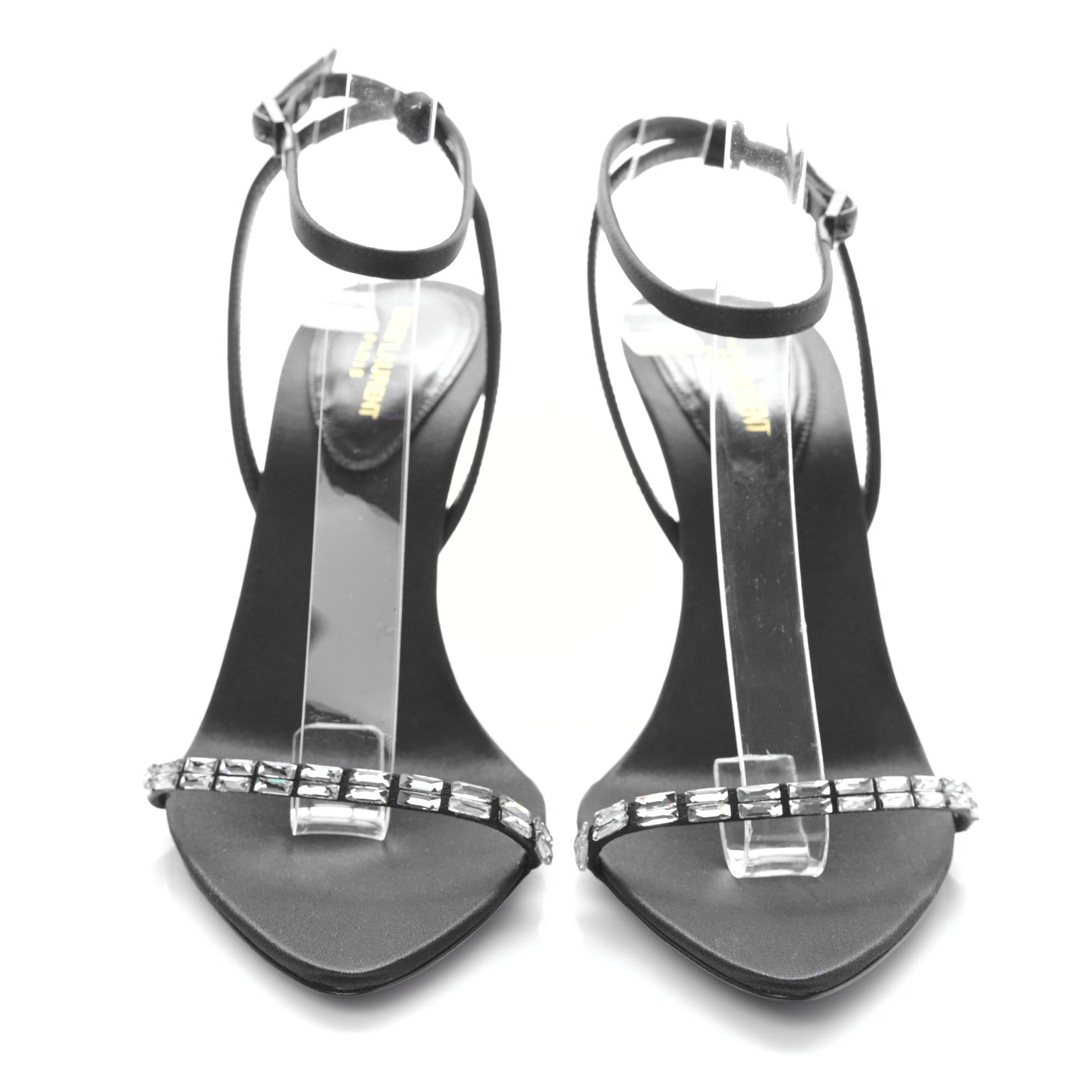 Saint Laurent Silk Embellished Sandals 36.5 Black 2 of 7