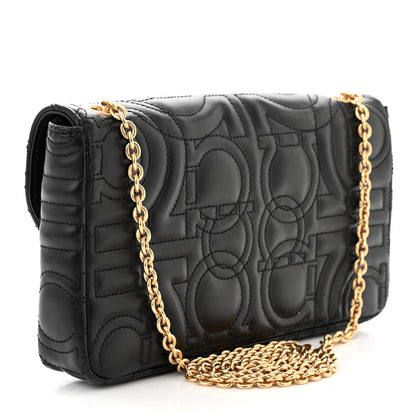 Salvatore Ferragamo Calfskin Quilted Gancini Mini Bag Black Black 3 of 10