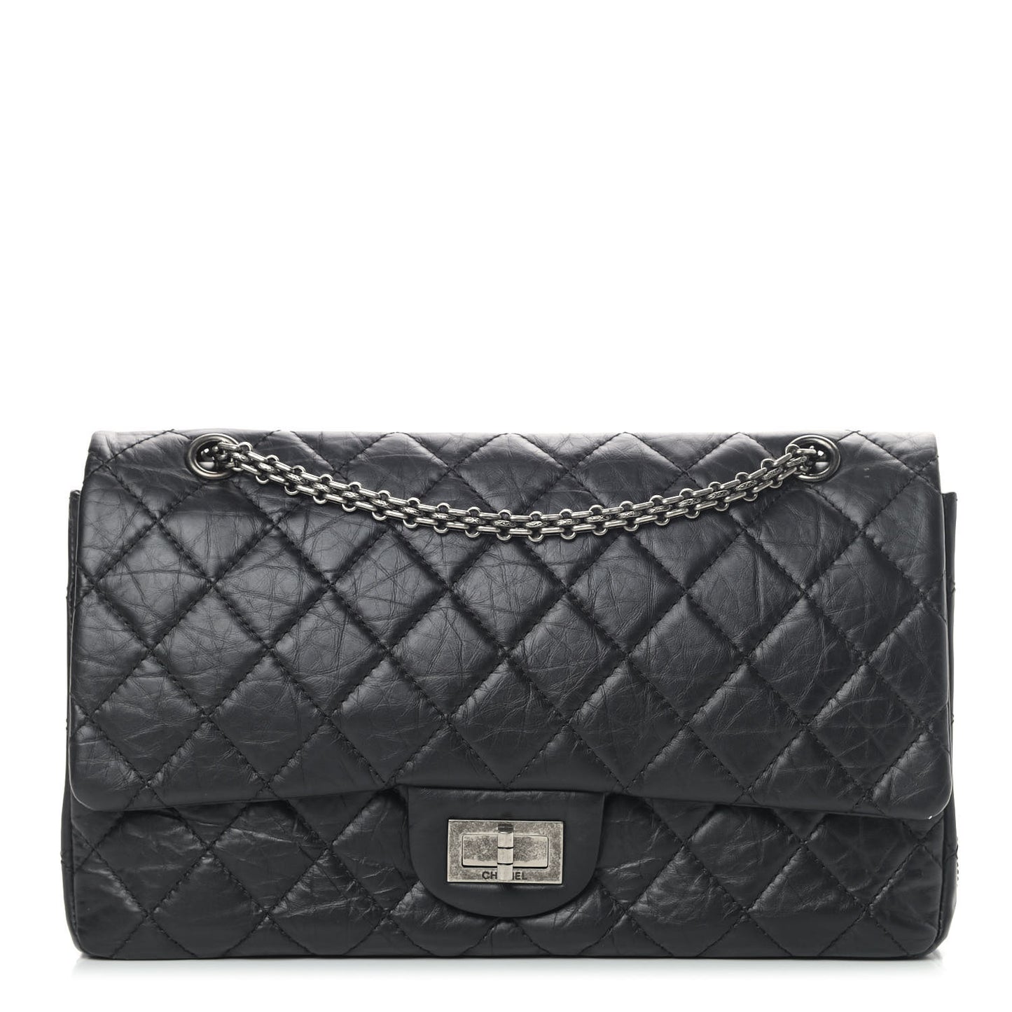 Aged Calfskin Quilted 2.55 Reissue 226 Flap Black
