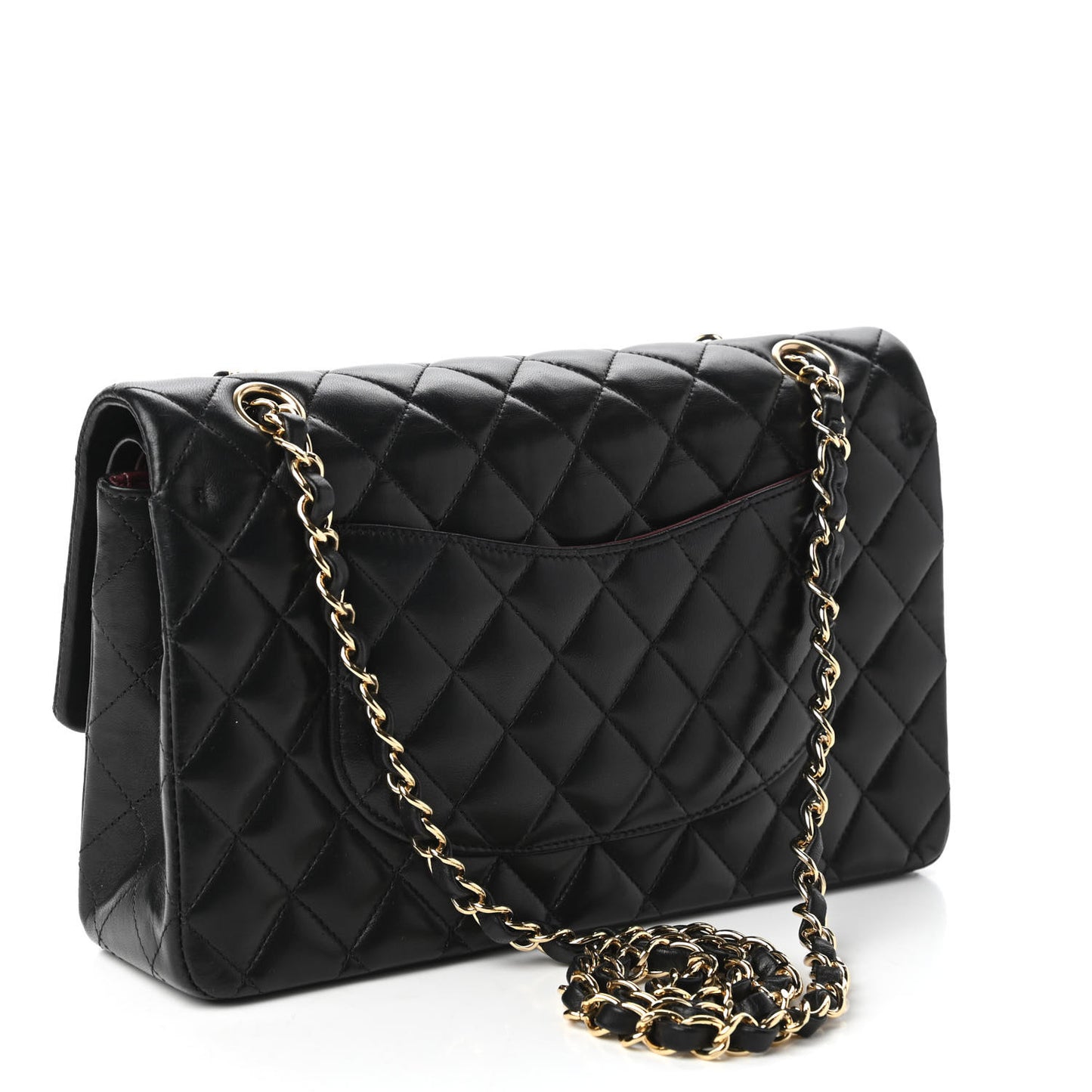 Lambskin Quilted Medium Double Flap Black