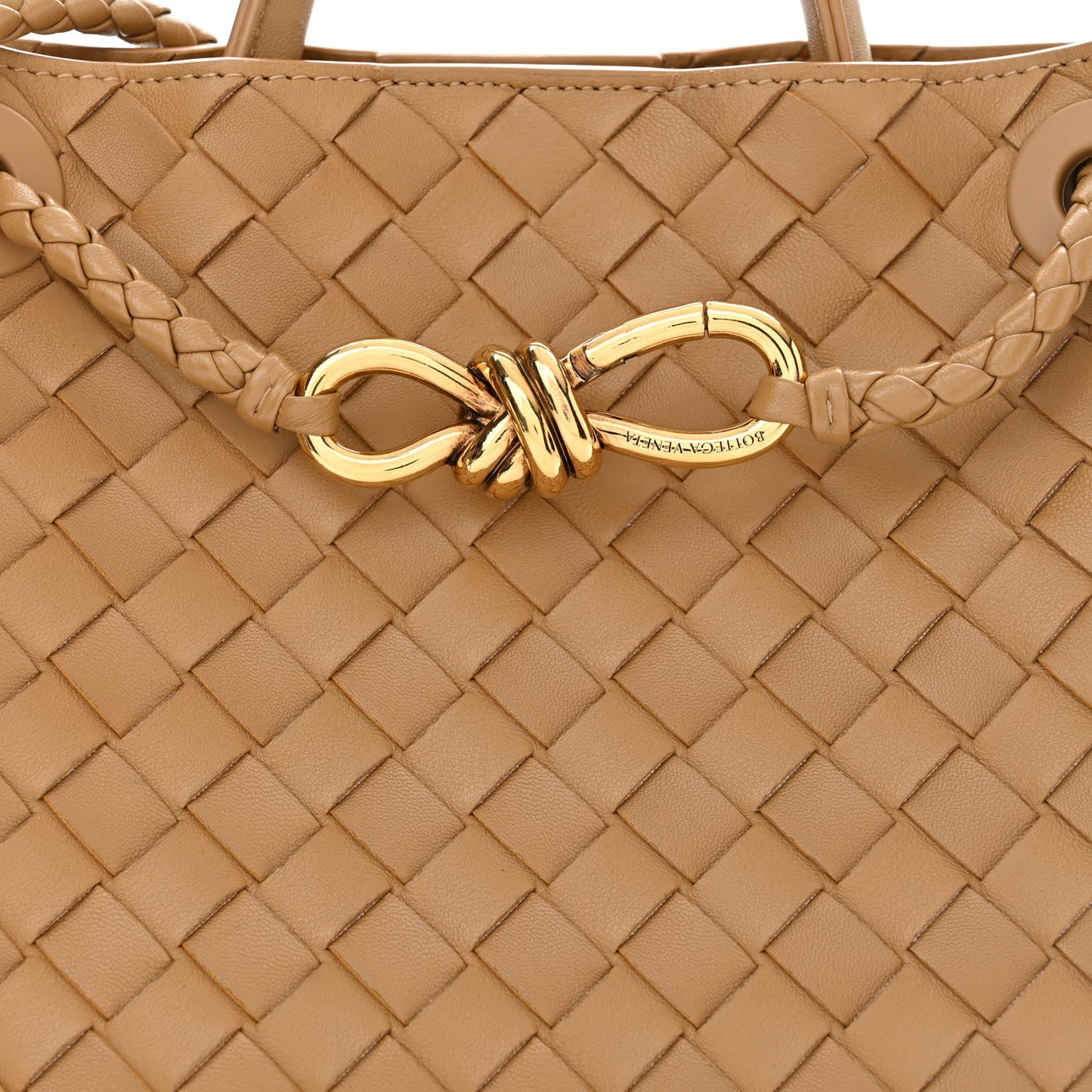 Nappa Intrecciato Small Andiamo Shoulder Bag Dark Praline