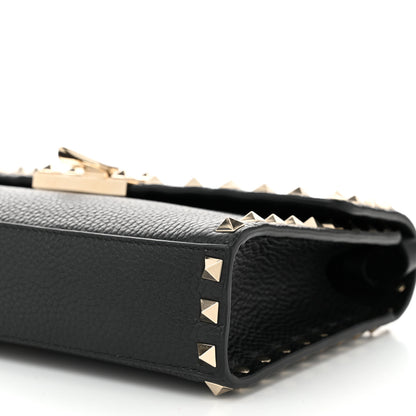 Valentino Garavani Pebbled Calfskin Medium Rockstud Flip Lock Crossbody Bag Black 9 of 10