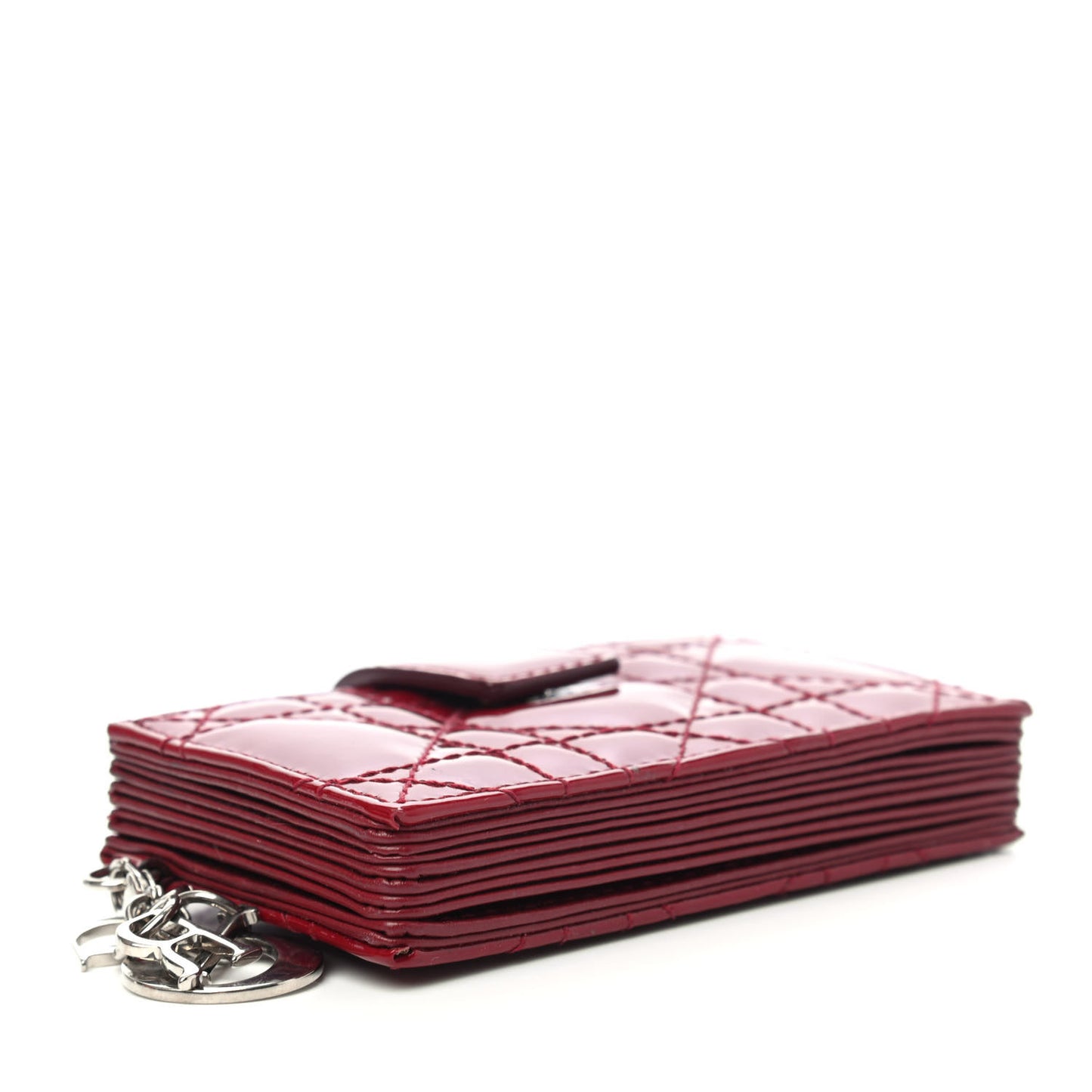 Patent Cannage Lady Dior 5-Gusset Card Holder Scarlet