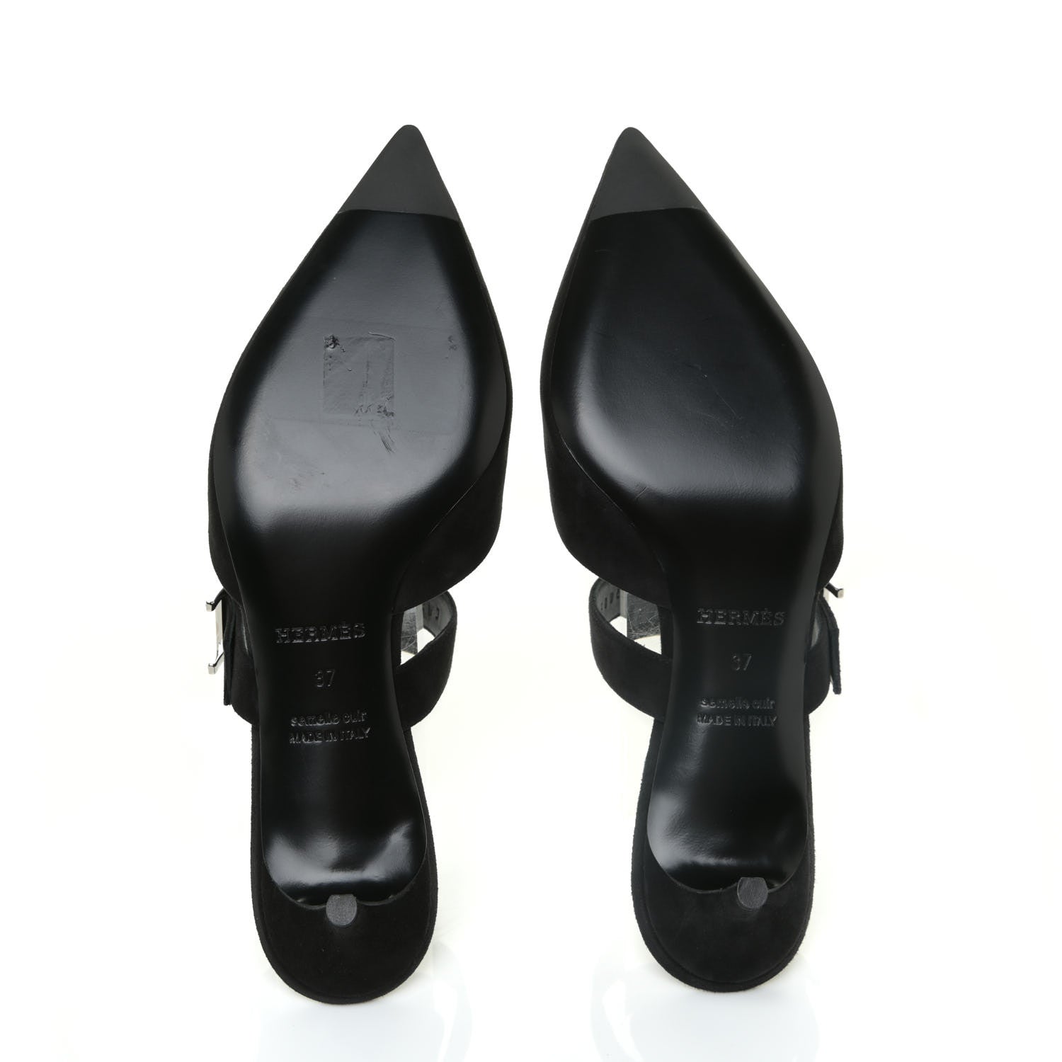 Hermes Suede Goatskin Blink Mules 37 Black 5 of 11
