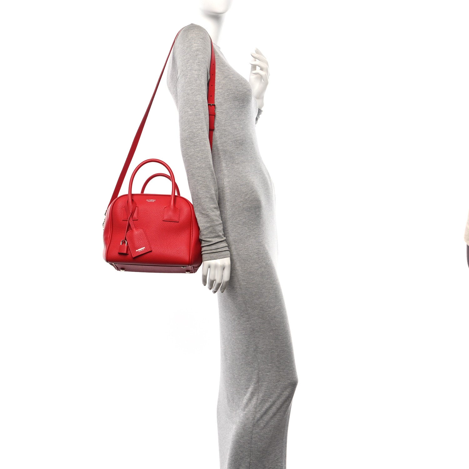 Burberry Soft Grain Calfskin Small Cube Bowling Bag Bright Red 2 of 10