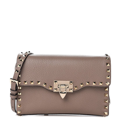 Valentino Garavani Pebbled Calfskin Medium Rockstud Flip Lock Crossbody Bag Clay 1 of 8