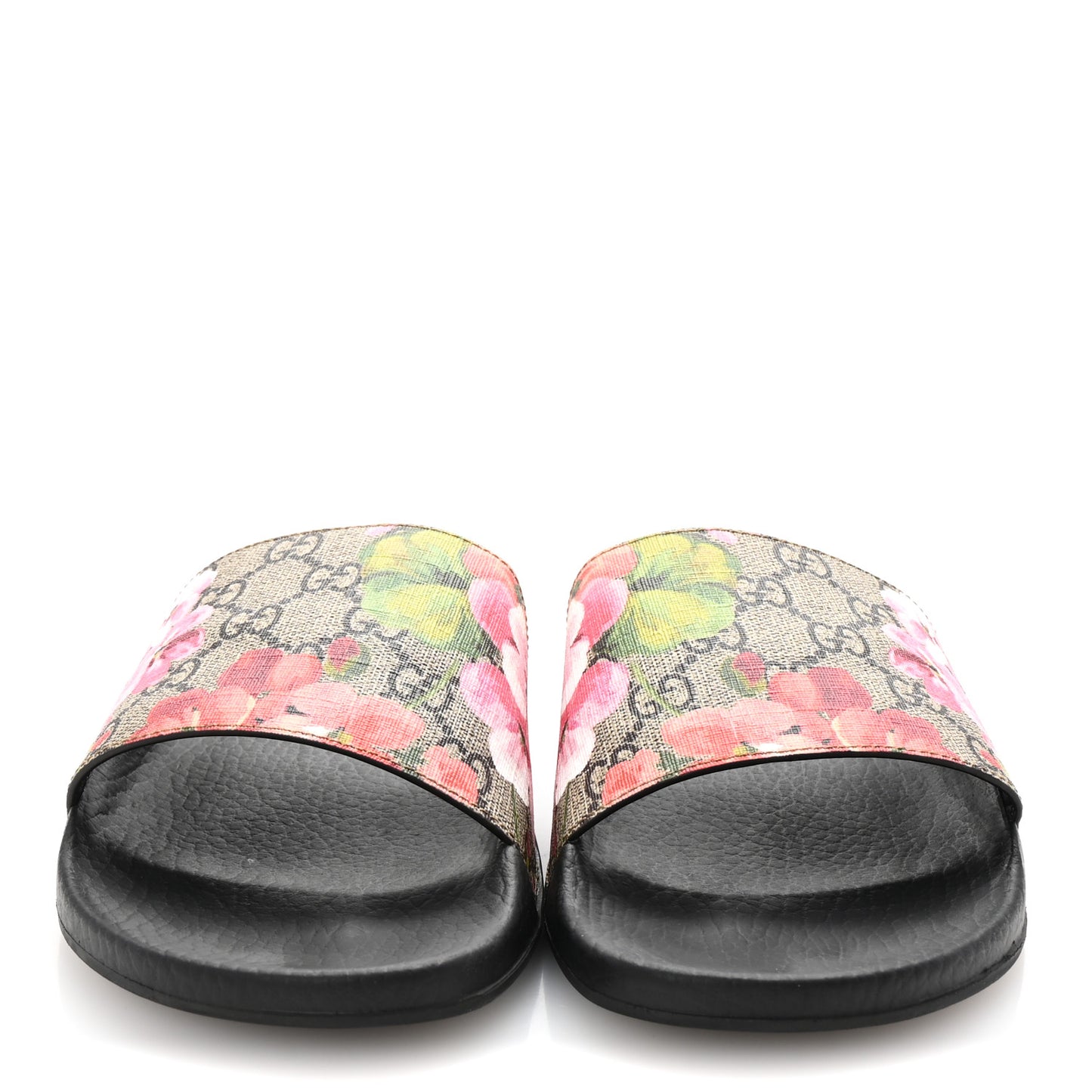 GG Supreme Monogram Blooms Slide Sandals 41 Beige Multicolor