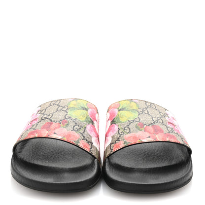 Gucci GG Supreme Monogram Blooms Slide Sandals 41 Beige Multicolor 3 of 9