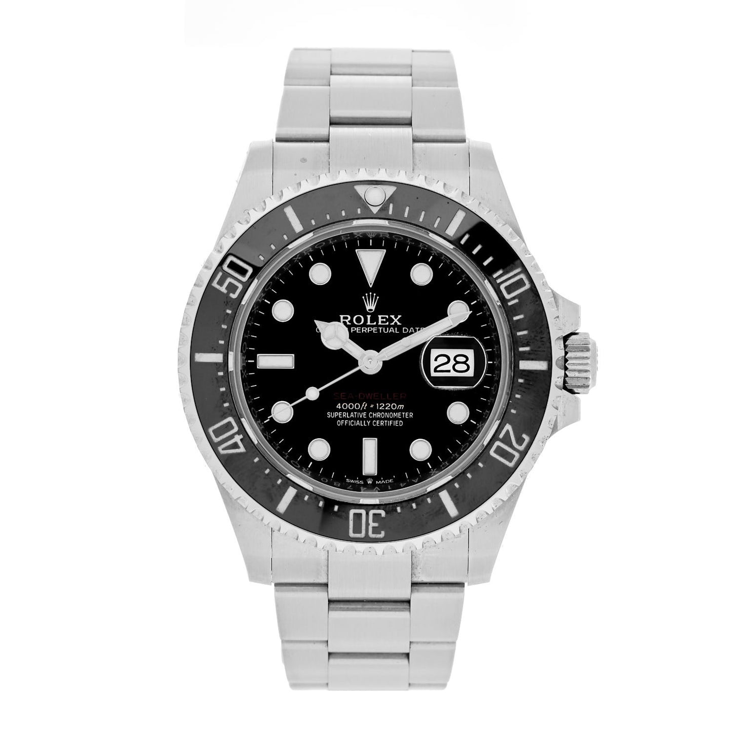 Stainless Steel 43mm Oyster Perpetual Date Sea-Dweller Watch Black 126600