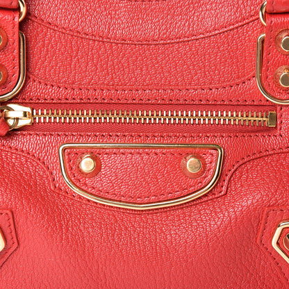 Balenciaga Chevre Gold Metallic Edge Hardware Mini City Rouge Grenade 8 of 13