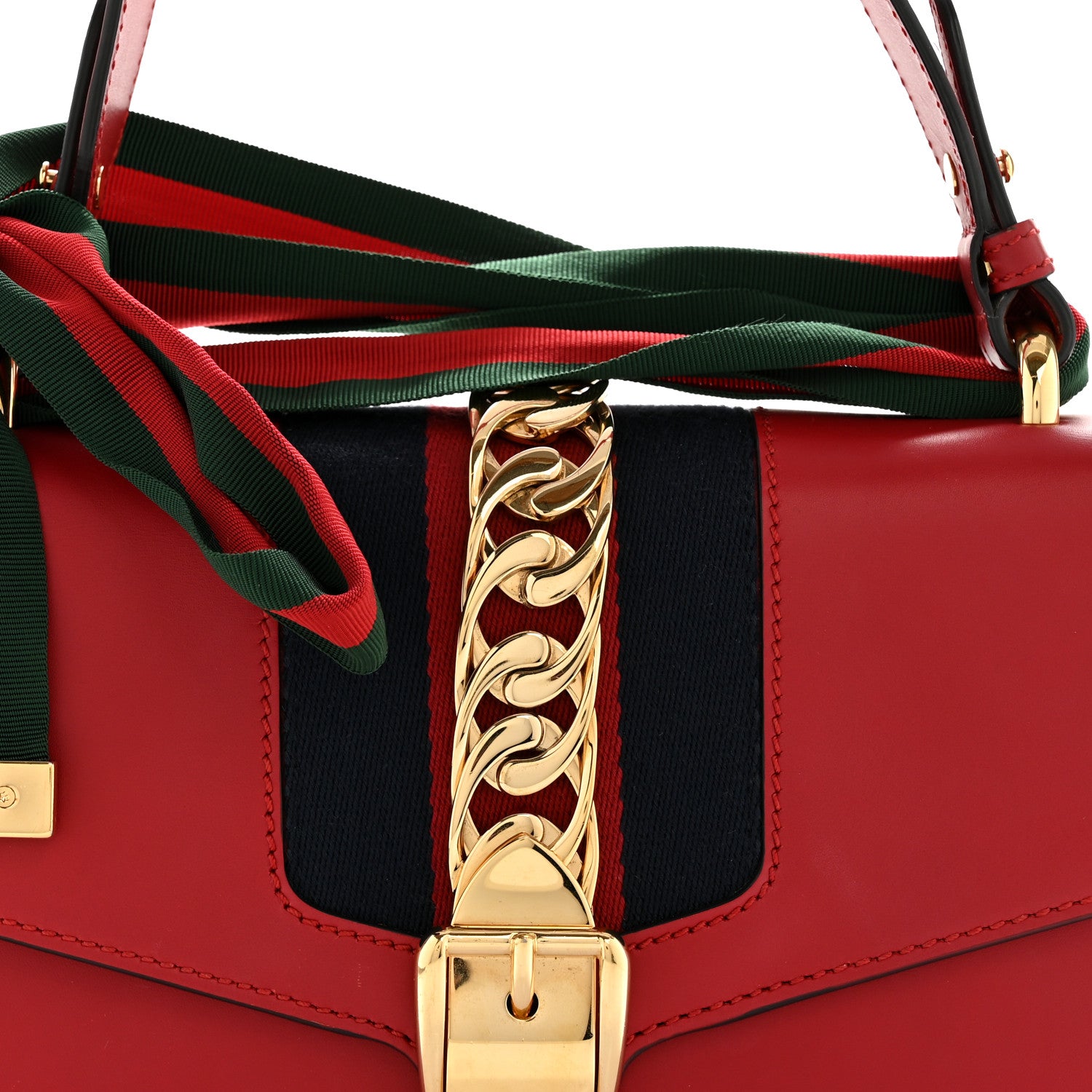 Gucci Calfskin Small Sylvie Shoulder Bag Hibiscus Red 8 of 17