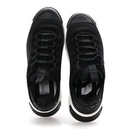 Chanel Velvet Calfskin Mixed Fibers CC Sneakers 38.5 Black 2 of 10