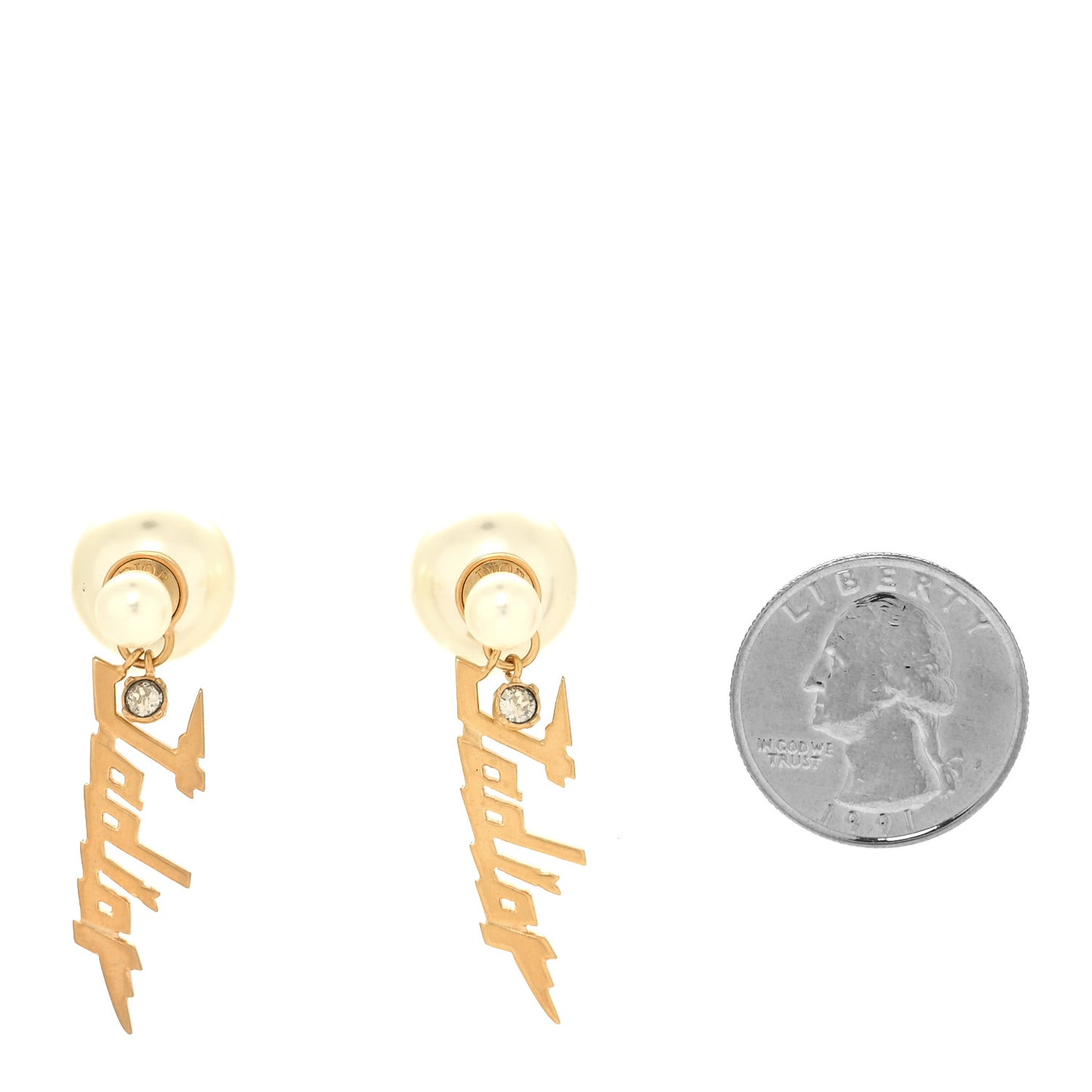 Pearl Crystal J'Adior Tribale Dangle Earrings Gold