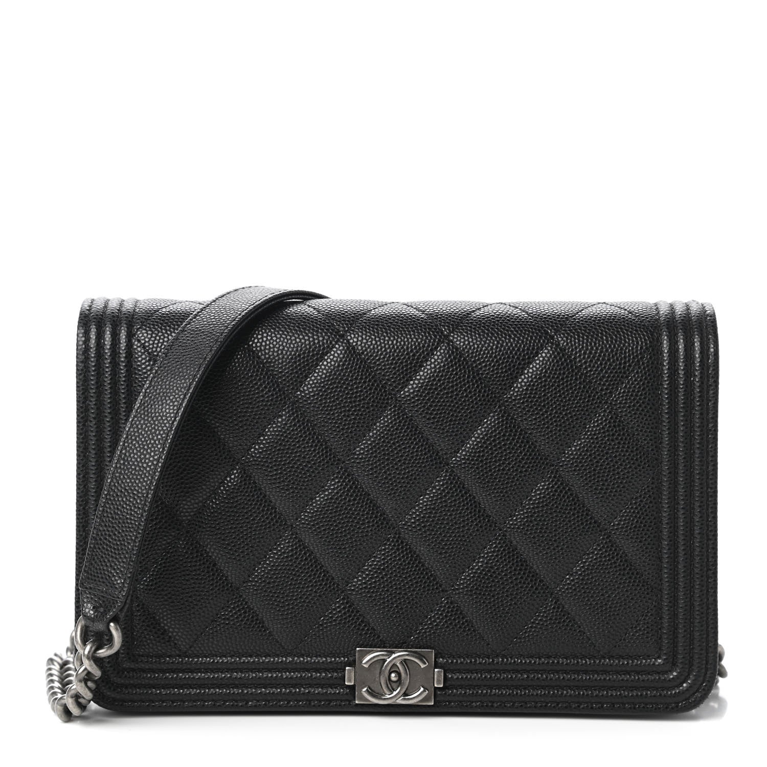 Chanel Caviar Quilted Boy Wallet On Chain WOC Black 1 of 11